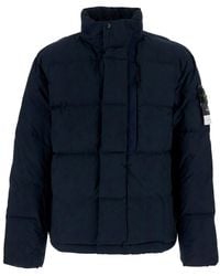 Stone Island - Down Jacket With High Collar And Zip Closure - Lyst