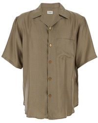 Saint Laurent - Shirt With All-Over Geometric Motif And Cuban Collar - Lyst