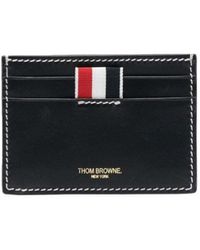 Thom Browne - Card-Holder With Tricolor Detail And Embossed Logo In - Lyst