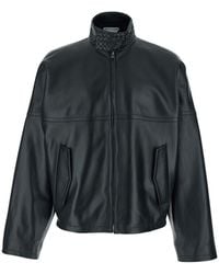 Bottega Veneta - Bomber Jacket With High Collar With Intreccio Design - Lyst