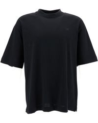 Off-White c/o Virgil Abloh - Black Crewneck T-shirt With Tonal Embroidery In Cotton Man - Lyst