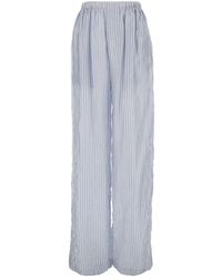 Balenciaga - Light And Striped Pants With Logo Lettering Embr - Lyst