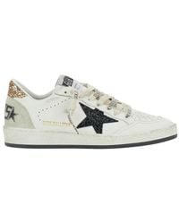 Golden Goose - Sneaker 'Ballstar' Low Top With Star Patch With Glitter And Glitter Heel And Logo Lettering - Lyst