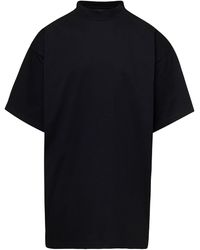 Balenciaga T-shirt oversize con stampa logo a contrasto sul retro in cotone uomo - Nero