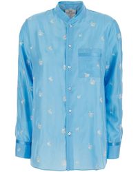 forte_forte - Shirt With Mandarin Collar And All-Over Floral - Lyst