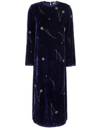 forte_forte - 'Fleurs D'Orient' Crew Neck Long Dress With All-Over - Lyst
