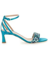 Alberta Ferretti - Light Blue Sandals With Mirror-like Details In Leather Woman - Lyst