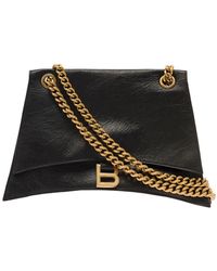 Balenciaga - 'crus Medium' Shoulder Bag With B Logo Hardware In Crushed Leather Woman - Lyst