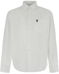 Ami Paris - Boxy Fit Shirt With Button-Down Collar And Ami De Coeur Embr - Lyst