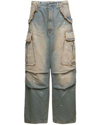DARKPARK - 'vivi' Light E Cargo Jeans With Bleached Effect And Paint Stains In Cotton Denim - Lyst