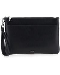 Dolce & Gabbana - Clutch With Removable Wrist Strap And Logo Lettering On The Front - Lyst