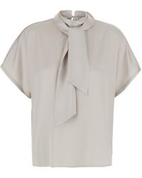 Brunello Cucinelli - Blouse With Monile Decoration Silk Blouses - Lyst