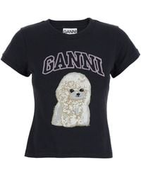 Ganni - Basic Cotton Jersey Poodle Baby Fit T- Shirt - Lyst