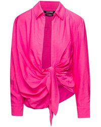 Jacquemus - Camicia 'la chemise bahia' con design drappeggiato in viscosa donna - Lyst