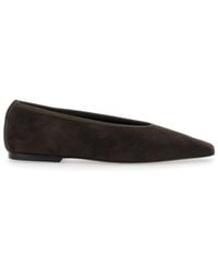 TOTEME - Suede Ballerinas With Square Toe - Lyst