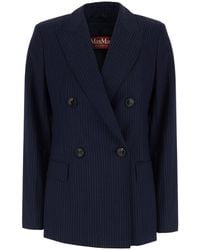 Max Mara - Double-Breasted Jackets With All-Over Stripe Motif - Lyst