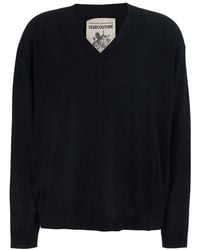 Semicouture - Jade V Neck Thin Wool Pull With V-Neck And Long Sleeves In - Lyst
