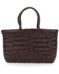 Dragon Diffusion - Mini Flat Gora Basket With Handles And Leather - Lyst