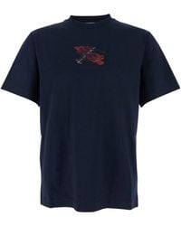 Burberry - Crewneck T-Shirt With Ekd Embroidery On The Front - Lyst