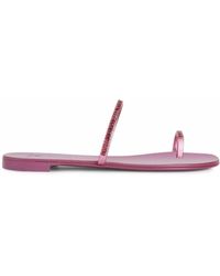 Giuseppe Zanotti Pink Crystall Flat Sandals With Rhinestone Inserts - Multicolour