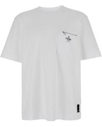 Fendi - Crewneck T-Shirt With Log Print On The Front - Lyst