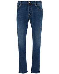 Jacob Cohen - Blue Slim Low Waisted Jeans With Patch In Cotton Denim Man - Lyst