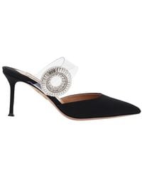 Aquazzura - Slingback Mules With Crystals - Lyst