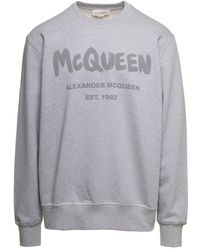 Alexander McQueen - Weatshirt With Contrasting Graffiti Logo Print In Cotton - Lyst