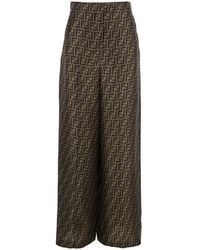 Fendi - Pants With Wide Leg And All-Over Ff Motif - Lyst