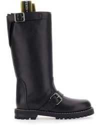 Fendi - Tumbled Calfskin Biker Boots With Jacquard Logo - Lyst