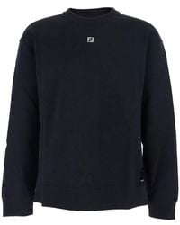 Fendi - Felpa Girocollo Con Placca Logo Ff Metallica Sul Fronte - Lyst