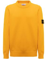 Stone Island Long Sleeve Crew-neck Sweater in White for Men | Lyst