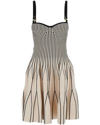 Elisabetta Franchi - Bicolour Knit Mini Dress With Geometric Patterns - Lyst