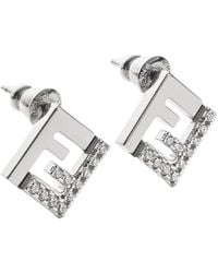 Fendi - Colored Earings With Ff Silhouette And Crystal Embellishments - Lyst
