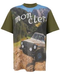 Moncler Genius - Crewneck T-Shirt With Logoed Motif And Car Print - Lyst