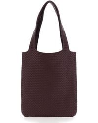 Bottega Veneta - 'Veneto' Bordeaux Shoulder Bag With Two Top Handles And Intrecciato Motif - Lyst