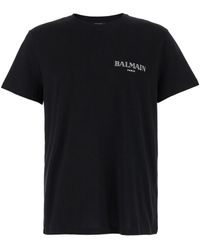 Balmain - T-Shirt Girocollo Con Stampa Logo - Lyst