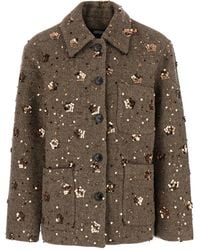 Le Plain - Short Coat With Notched Revers And All-Over Sequins - Lyst