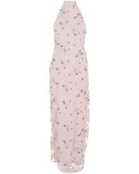 ROTATE BIRGER CHRISTENSEN - Long Dress With Open Back And Floral Beaded Details - Lyst