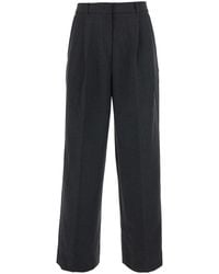 DUNST - Double Pleated Wide Slacks With Pockets And Hems - Lyst