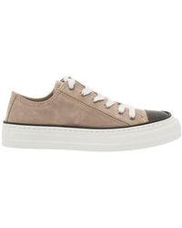 Brunello Cucinelli - Low Top Sneakers With Monile Embellishment In - Lyst