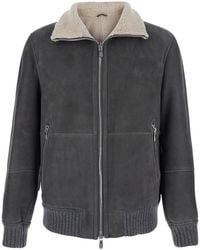 Brunello Cucinelli - Jacket With High Collar And Fur Lining - Lyst
