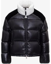 moncler cercis cropped velvet puffer coat