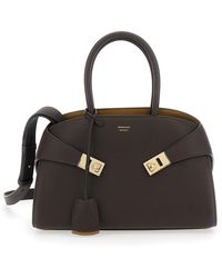 Ferragamo - 'Hug Small' Shoulder Bag With Logo And Gancini Buckle - Lyst