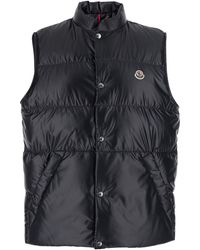 Moncler - 'Restigo' Vest With Front Button Closure And Logo Patch On The Front - Lyst