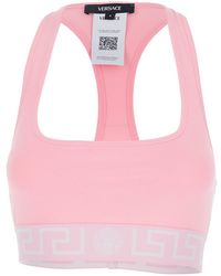Versace - Sleeveless Top With Medusa Embroidery On The Front And Square Neck - Lyst