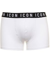 DSquared² - D-squared2 Man's White Stretch Cotton Briefs With Logo - Lyst