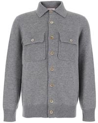 Brunello Cucinelli - Cardigan With Classic Collar And Patch Pockets On The Front - Lyst