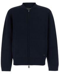 Emporio Armani - Wool Pullover With V-Neck And Long Sleeves - Lyst
