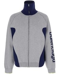Balenciaga - Cardigan With Contrasting High Collar And Maxi Logo Lettering On The Sleeve - Lyst